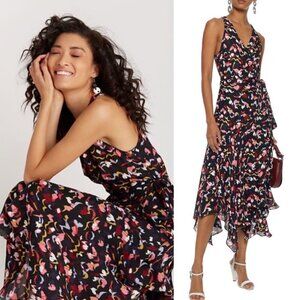 A.L.C. Roslyn Silk Sleeveless V Neck Flowy Wrap Dress- size 6